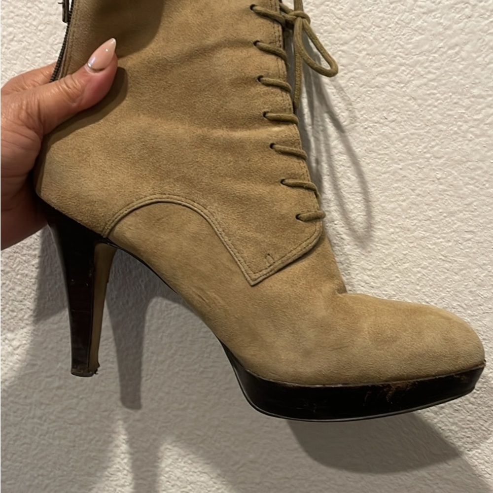 Franco Sarto Tan Suede Heeled Boots